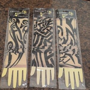 Tattoo Design Arm Warmers - Black and Tan Set Of 3